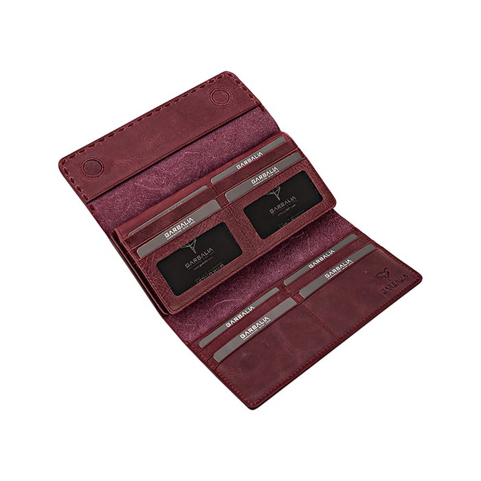 Zoozie Bags Cartera de Piel Auténtica para Mujer en Rojo Clarete, Elegante y Sofisticada, 19x10x2 cm